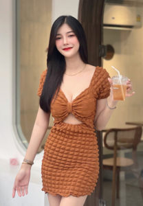 พินอิน-เน็ตไอดอลชุดเดรสน้ำตาล